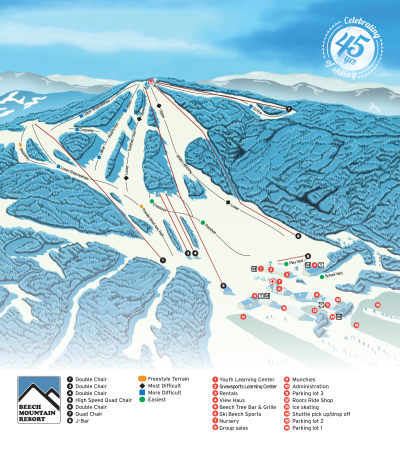 Горнолыжный курорт Beech Mountain: схема склонов