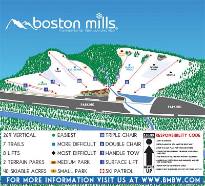 Горнолыжный курорт Boston Mills / Brandywine: схема склонов