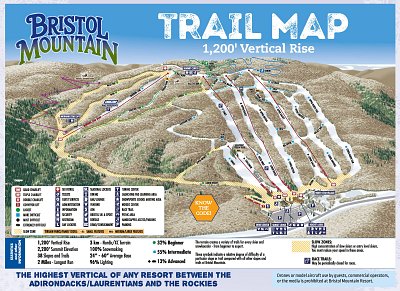 Ski resort Bristol Mountain: схема склонов
