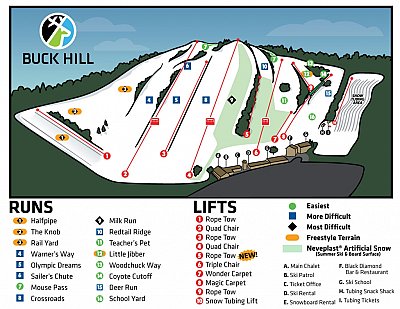 Горнолыжный курорт Buck Hill: схема склонов