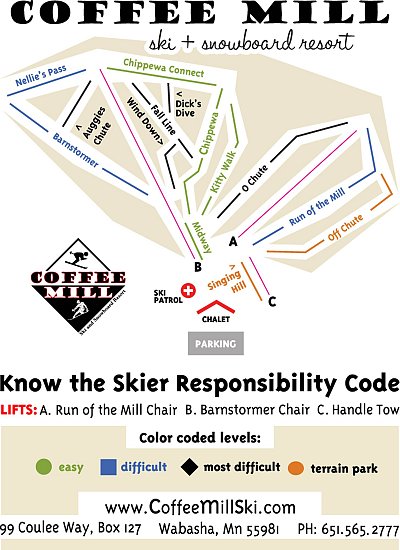 Ski resort Coffee Mill: схема склонов