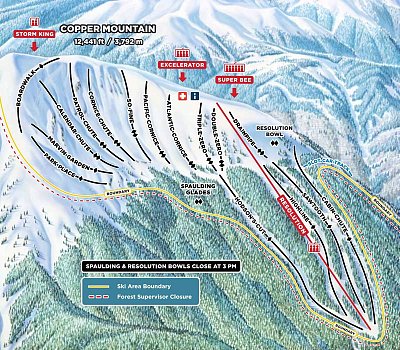 Ski resort Copper Mountain: схема склонов