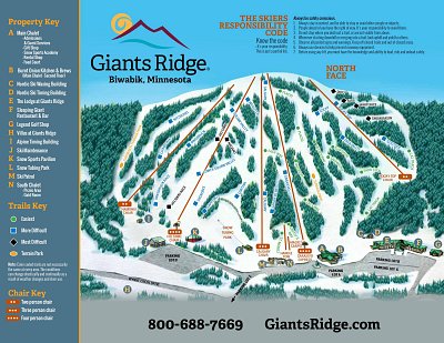 Ski resort Giants Ridge: схема склонов