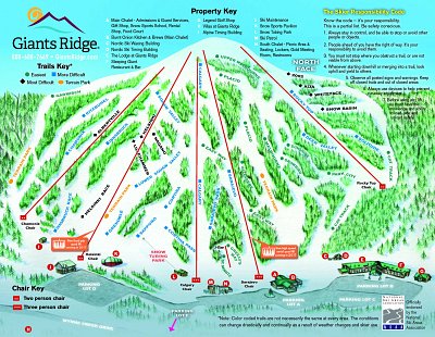 Горнолыжный курорт Giants Ridge: схема склонов