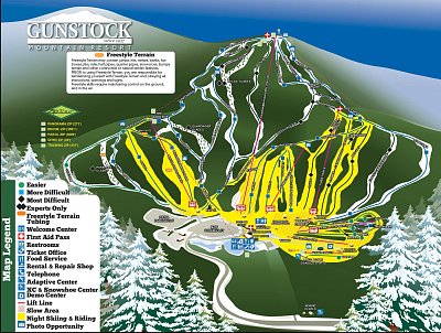 Ski resort Gunstock: схема склонов