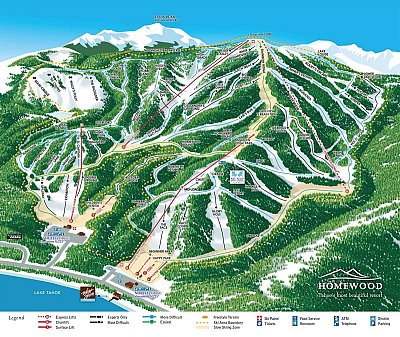 Ski resort Homewood Mountain Resort: схема склонов