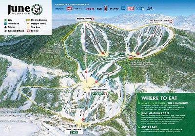 Ski resort June Mountain: схема склонов