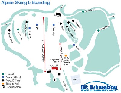 Горнолыжный курорт Mount Ashwabay: схема склонов