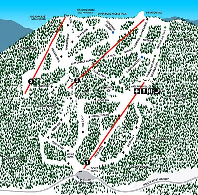 Горнолыжный курорт Mt. Waterman: схема склонов