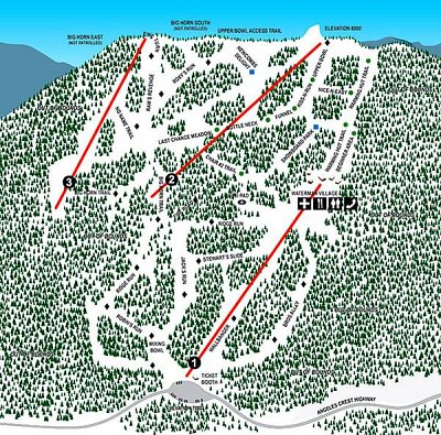 Ski resort Mt. Waterman: схема склонов