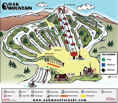 Ski resort Oak Mountain: схема склонов