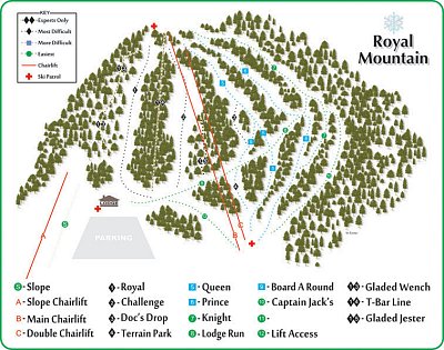Горнолыжный курорт Royal Mountain: схема склонов