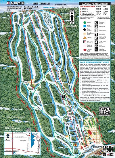 Ski resort Sandia Peak: схема склонов