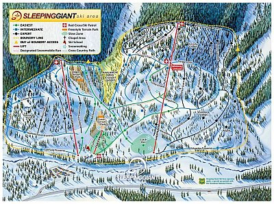Ski resort Sleeping Giant: схема склонов