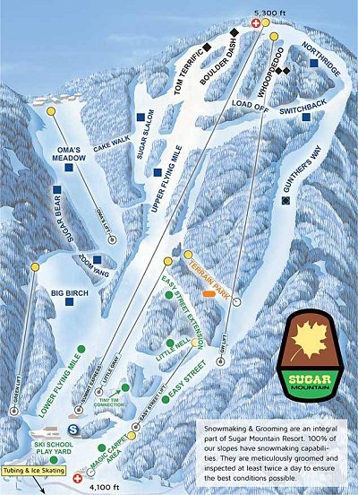 Ski resort Sugar Mountain: схема склонов