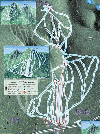 Горнолыжный курорт Willamette Pass – Crescent: схема склонов