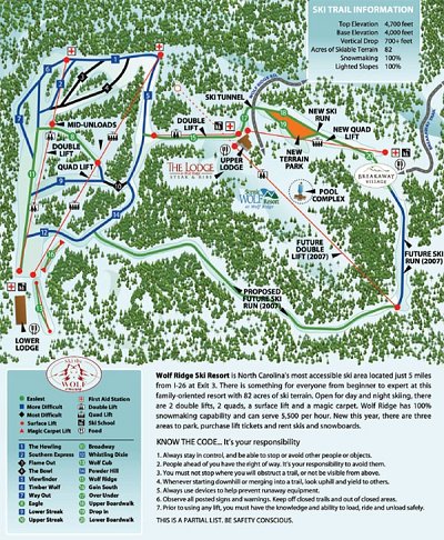Горнолыжный курорт Wolf Ridge: схема склонов